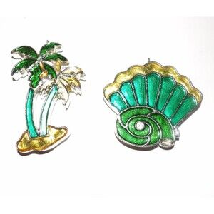 Palm Tree Seashell Ocean Themed Magnets Ornaments Oceanfront Whimsical Fun